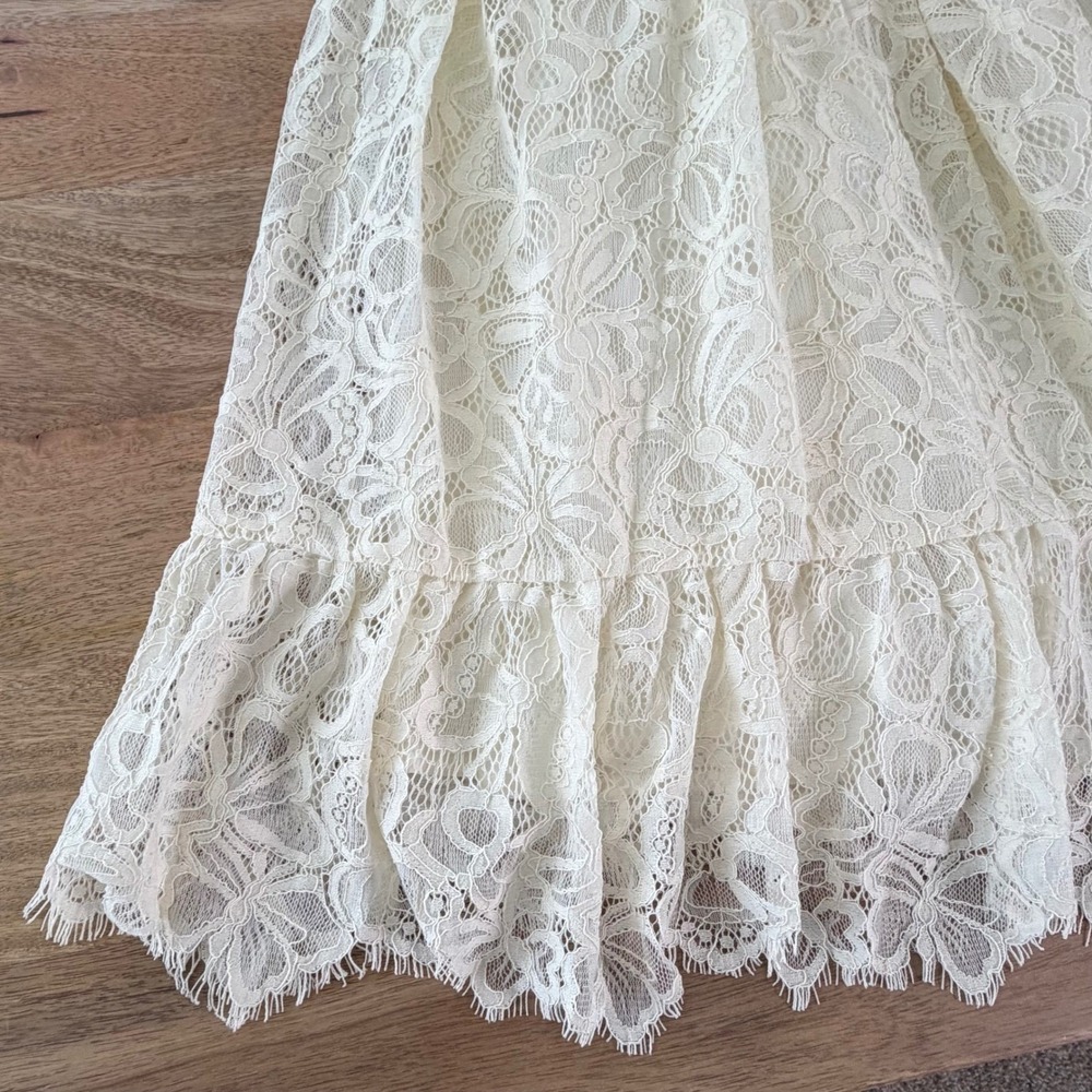 Valentino Ivory Floral Lace Tiered Mini Dress US 4 Coquette Romantic Luxury - Picture 9 of 15
